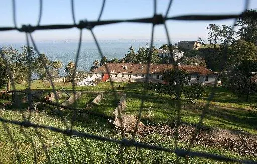 A view of the detention barracks at the Angel Island...