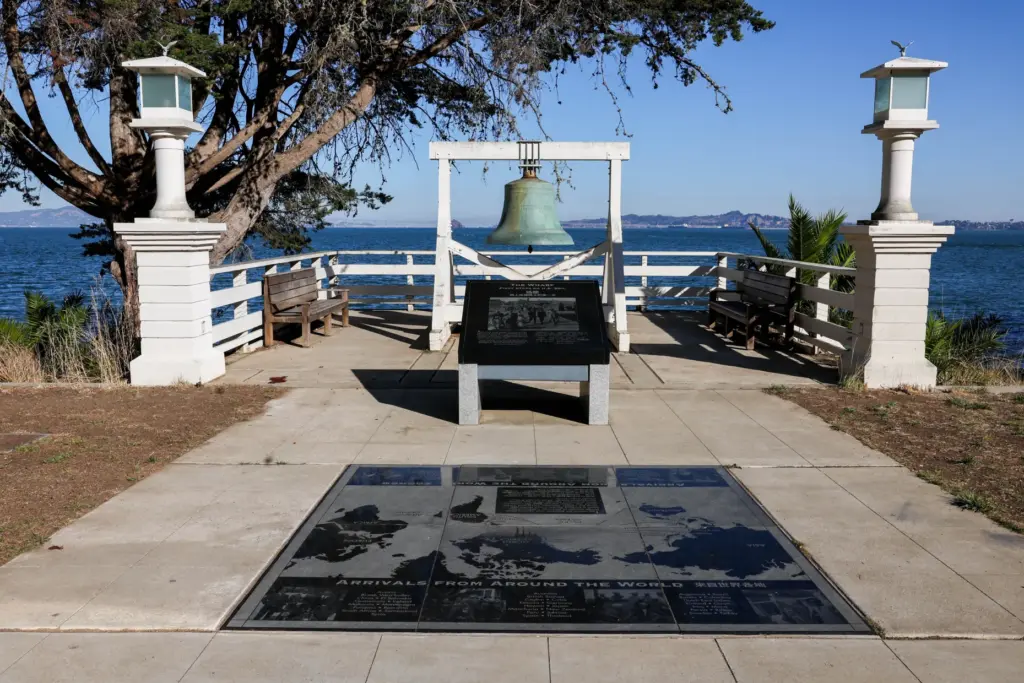 The original fog-warning bell sits at the end of the...