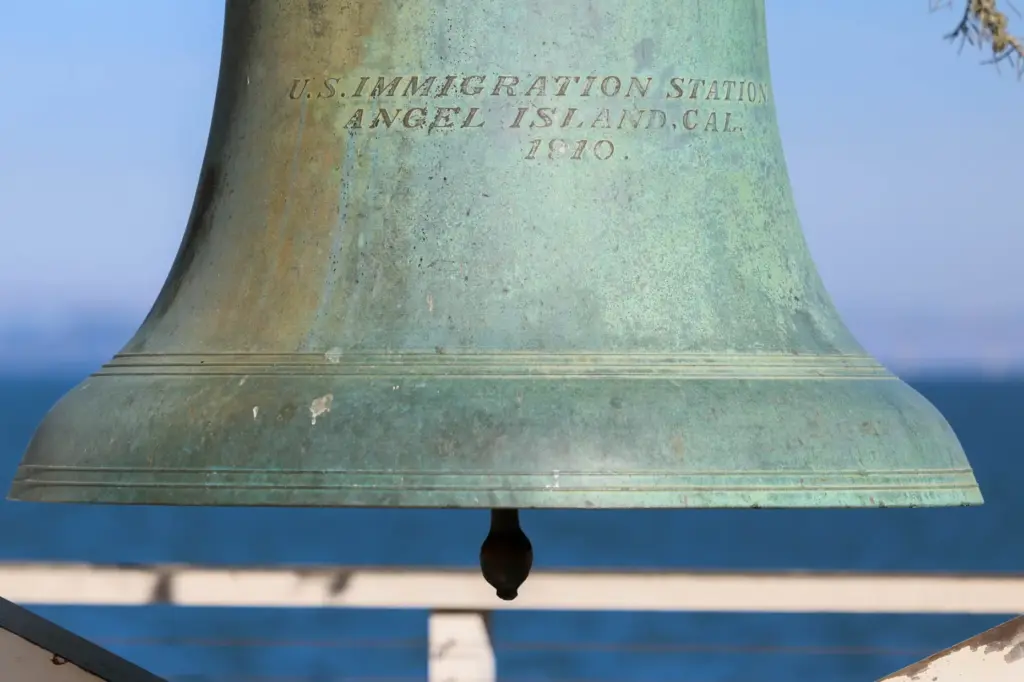 The original fog-warning bell sits at the end of the...