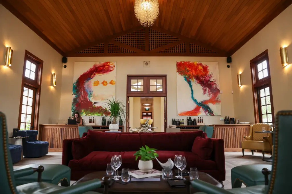 The new tasting room at Clos Pegase Winery near Calistoga...
