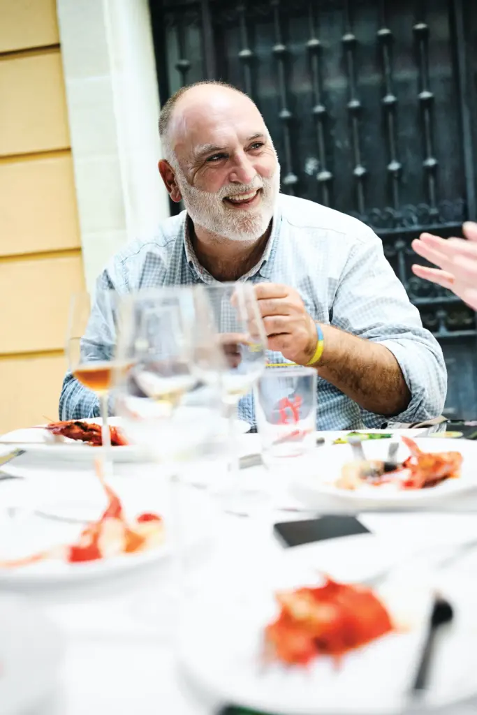 Chef JosÃ© AndrÃ©ss enjoys a meal in a photo from...