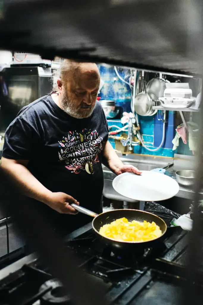 Spanish chef Sacha Hormaechea prepares Tortilla Vaga a la Sacha...