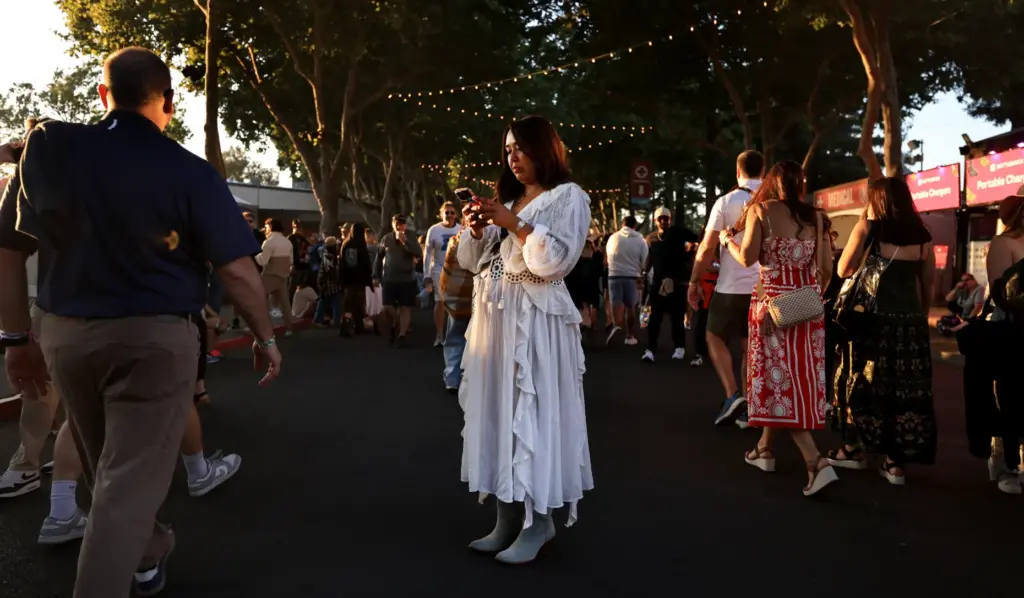 Fans walk between venues during BottleRock Napa Valley, Friday, May...