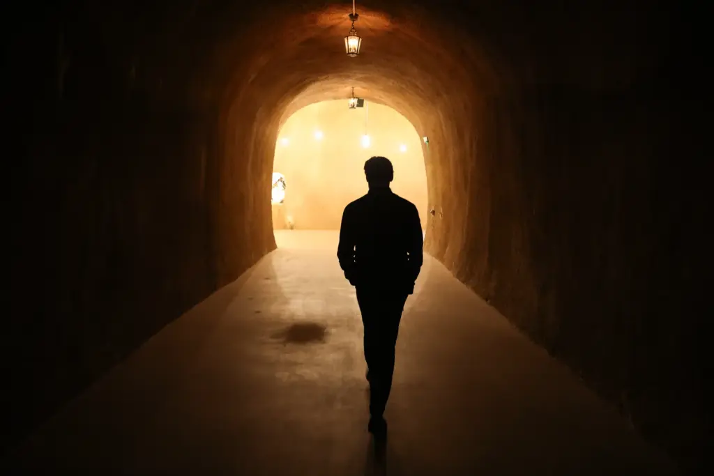 Tasting room manager Russell Van Dewark walks through the wine...