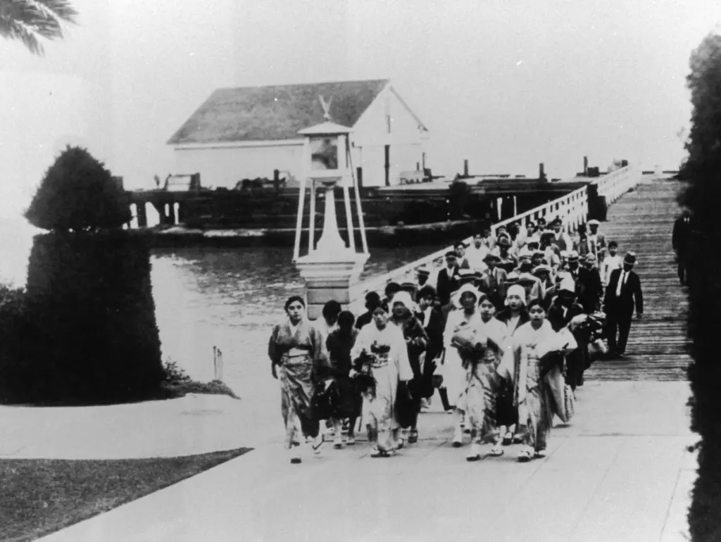 A Photograph of Asian Immigrants arriving at the Quarantine Station...