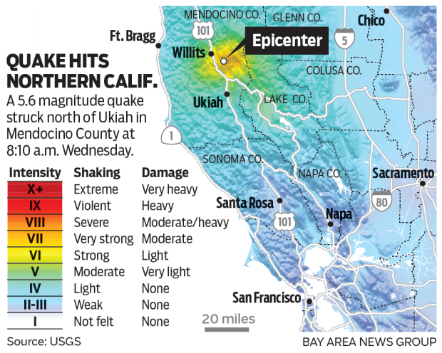 Map of quake