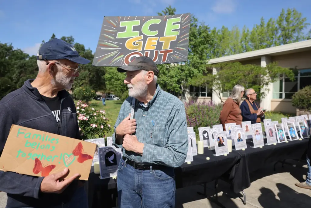 Former Petaluma City Council member Dennis Pocekay, left, and Bruce...