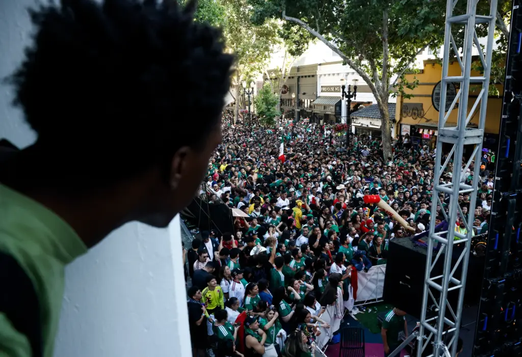 Mexico soccer fans watch Mexico versus Czechia in the second...
