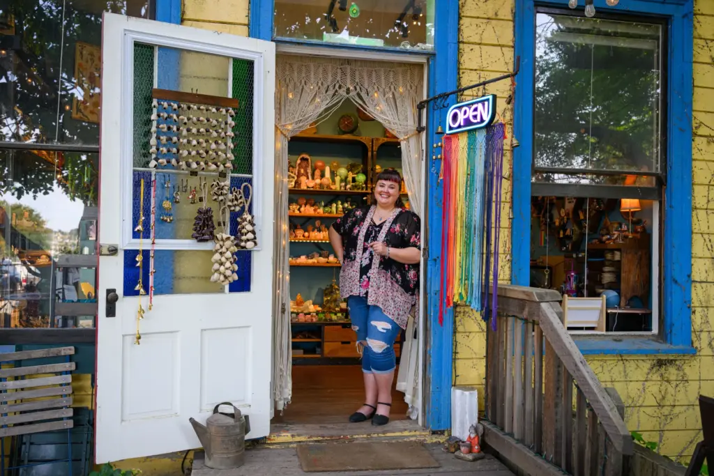 Crystal Garden owner Sarah Louise is photographed at her shop...