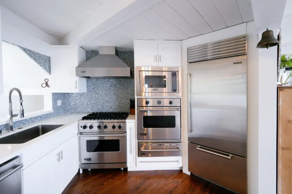 The kitchen at a La Jolla home designed by John...