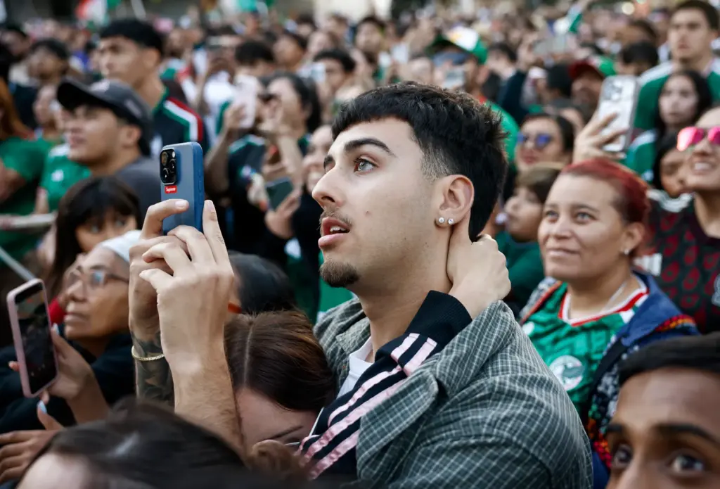 Mexico soccer fans watch Mexico versus Czechia in the second...