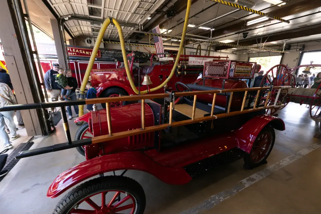 Vintage fire equipment on display at the 125th birthday celebration...