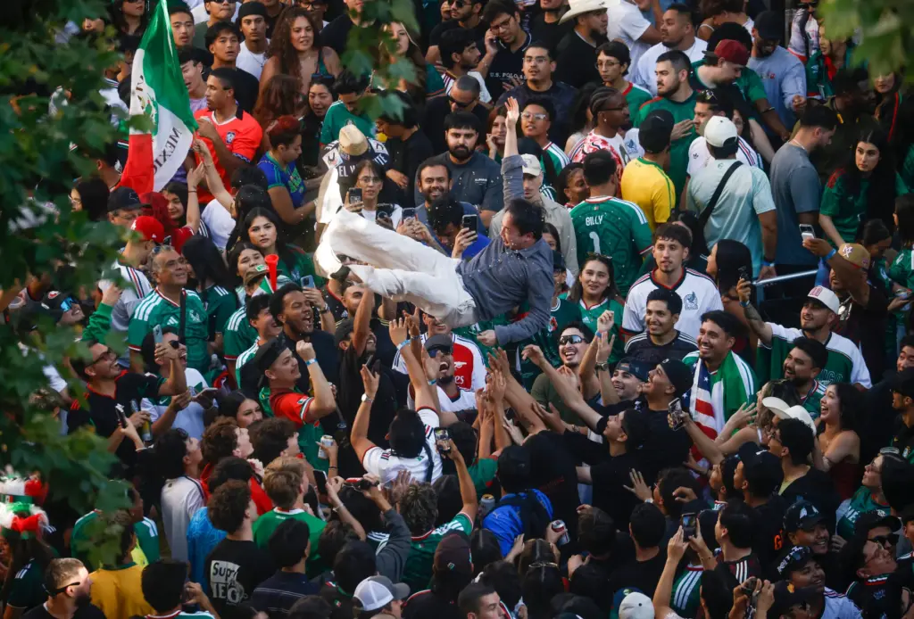 Mexico soccer fans watch Mexico versus Czechia in the second...