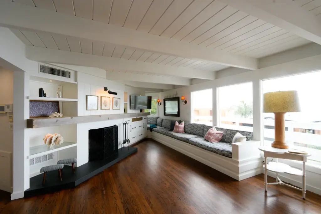 The living room at 1641 Crespo Drive on the second...