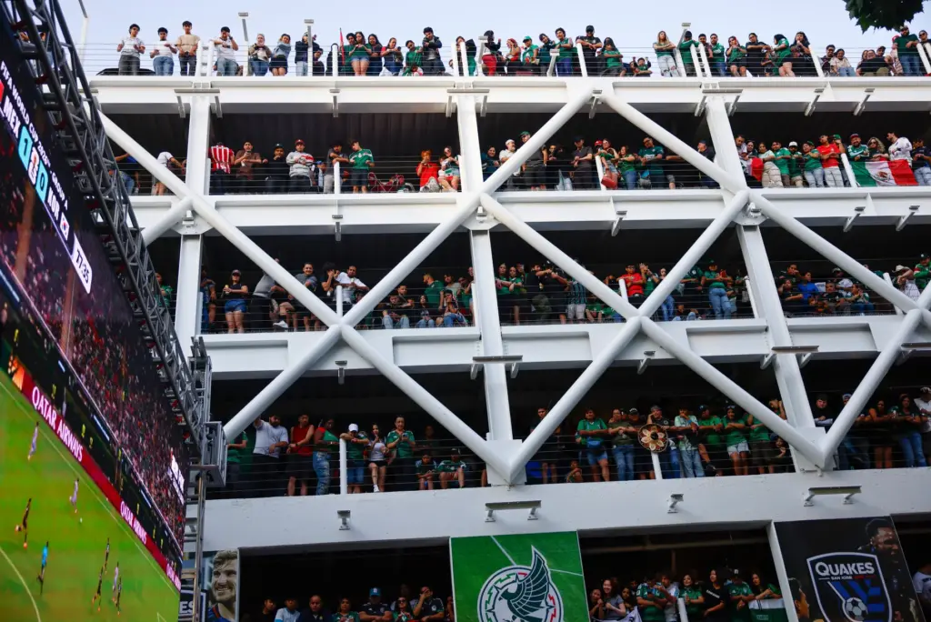 Soccer fans, mostly for Mexico, watch the Mexico versus the...
