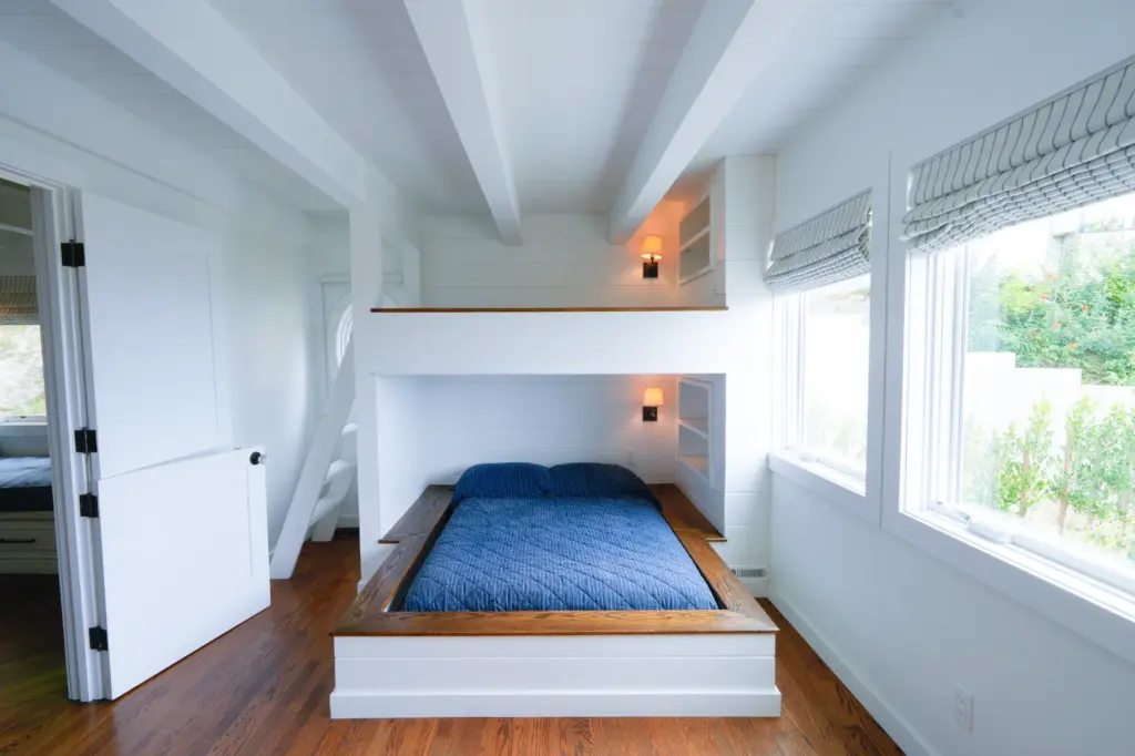 A bedroom has built-in bunk beds at 1641 Crespo Drive....