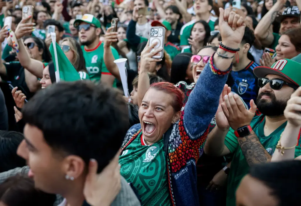 Mexico soccer fans react at the end of Mexicoâs 3-0...