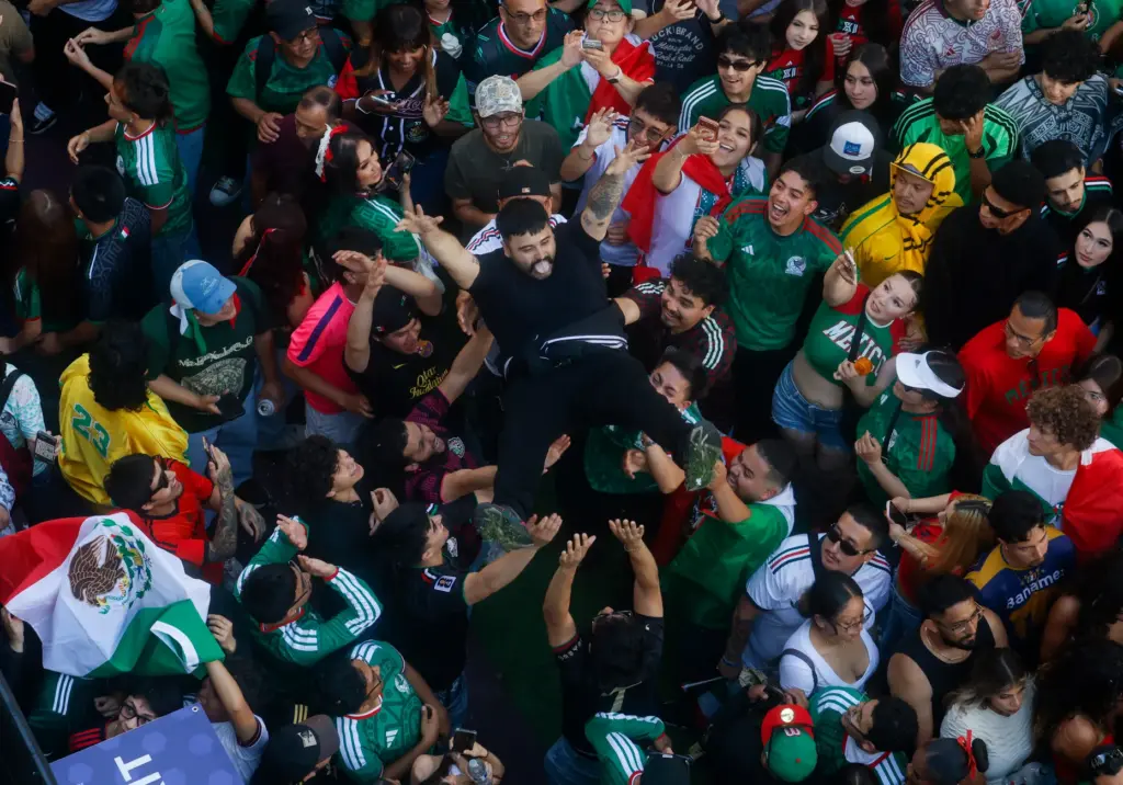 Mexico soccer fans watch Mexico versus Czechia in the second...