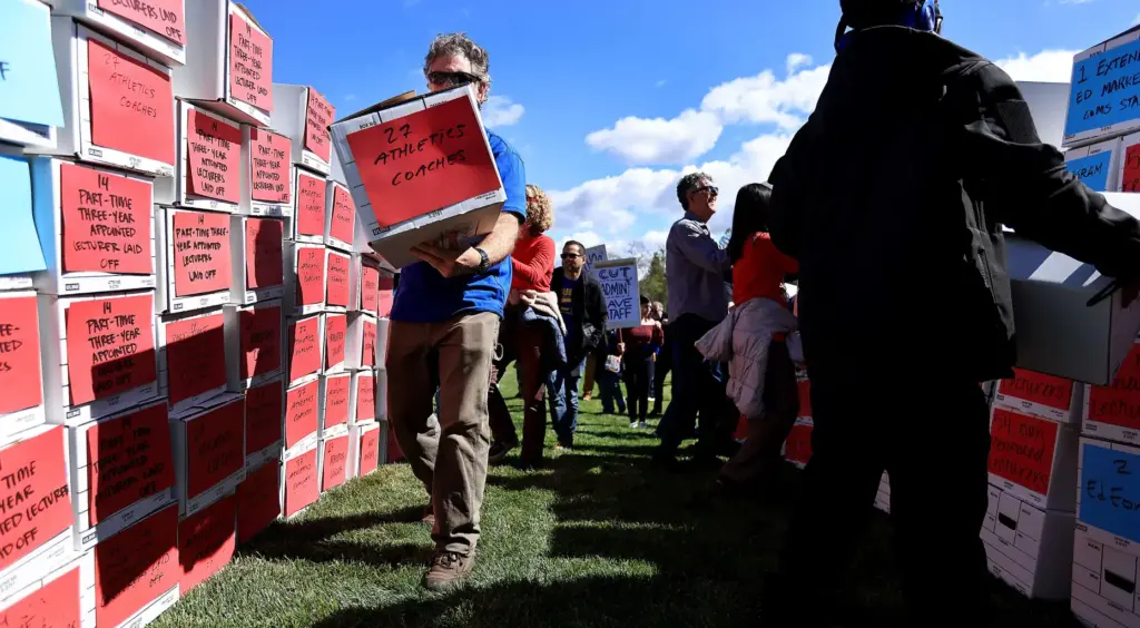 Blue and red boxes, for Sonoma State University faculty and...