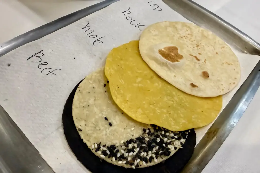Tortillas are displayed at Californios, the first Mexican restaurant in...