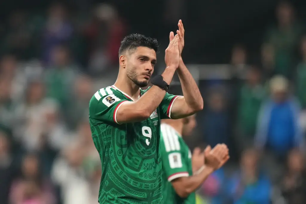 Mexico’s Raul Jimenez applauds the fans at the the end...