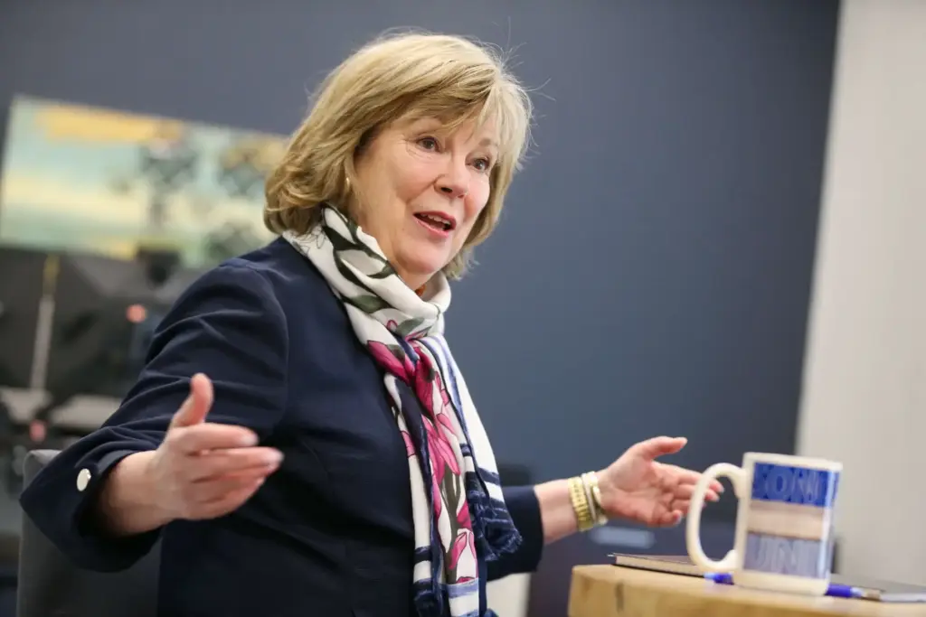 Sonoma State University Interim President Emily Cutrer speaks to Press...