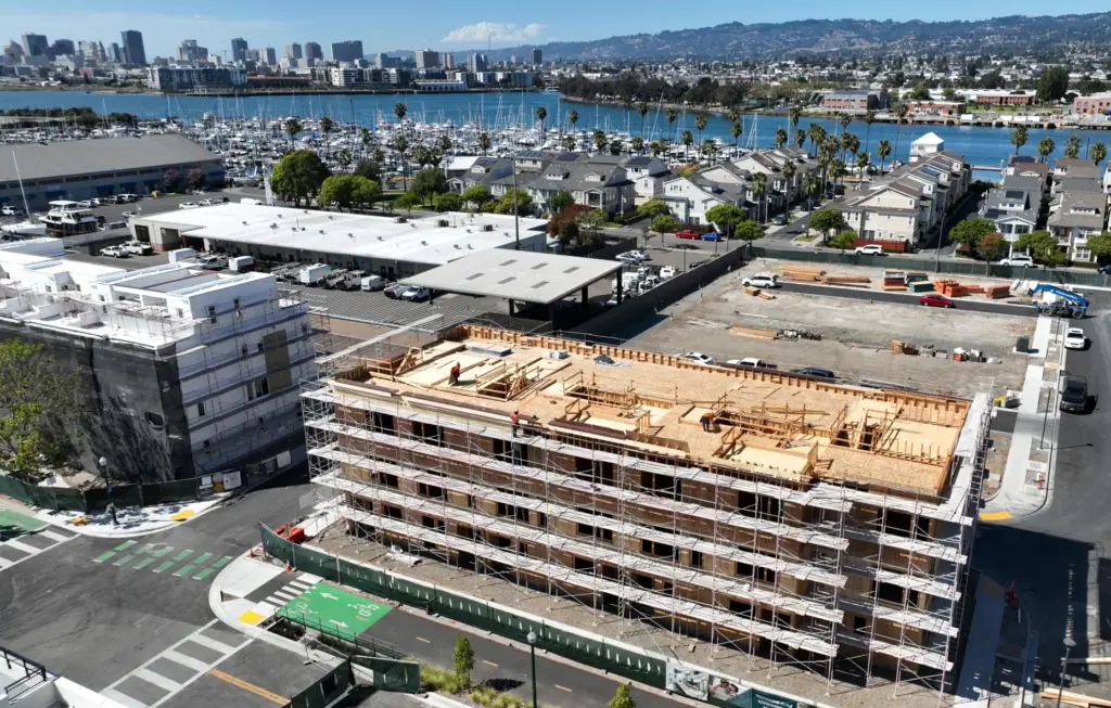 Construction takes place on a Trumark Homes housing development project...