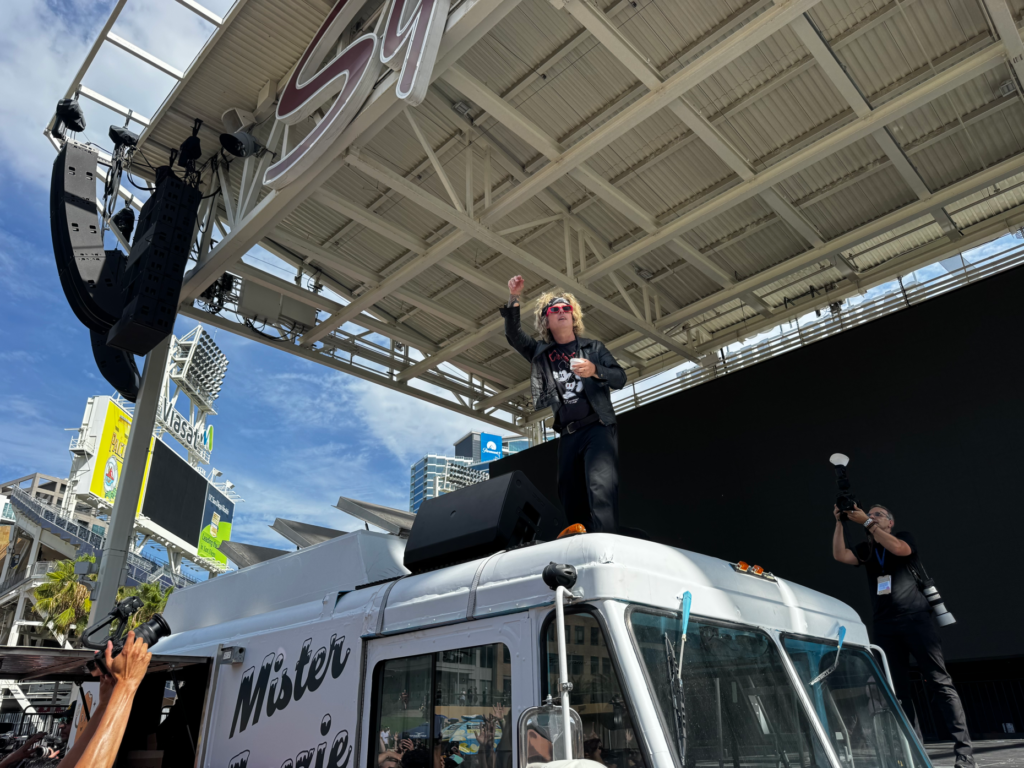 Green Day stopped by Gallagher Square in Petco Park on...