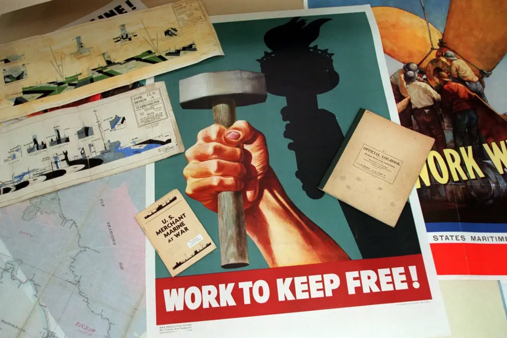 A collection of war-related documents stored at the National Archives...