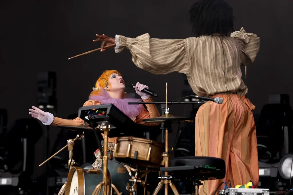 Haute & Freddy perform on the Lands End Stage during...