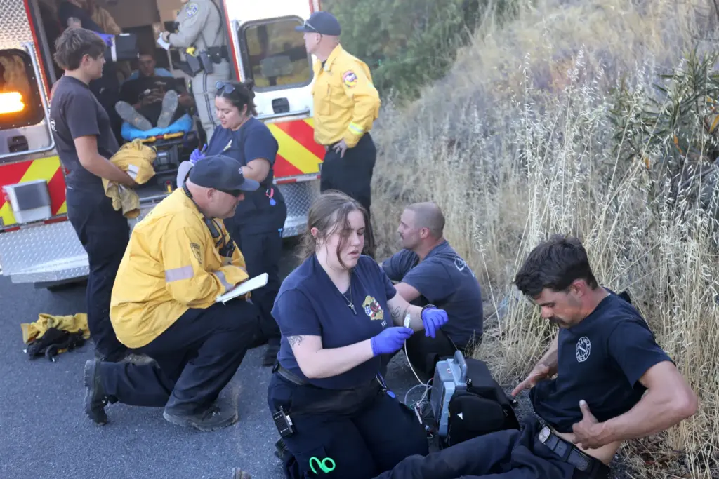 Before being transported to a hospital, Cal Fire firefighters are...