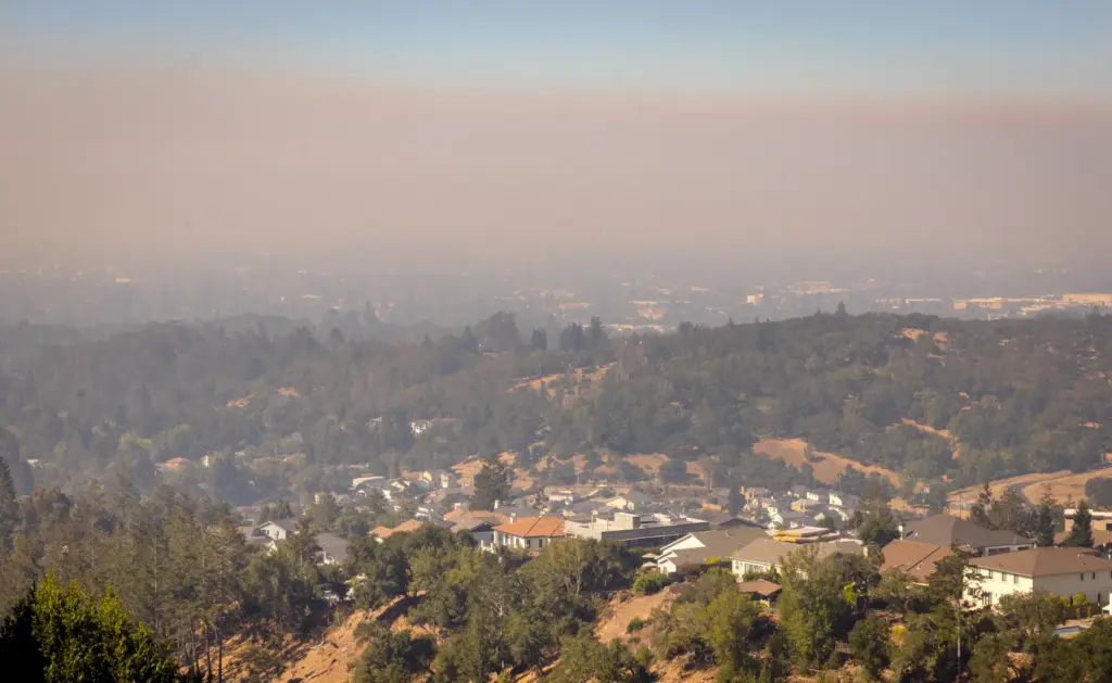 Smoke from the Woodside Fire settled in over Santa Rosa,...