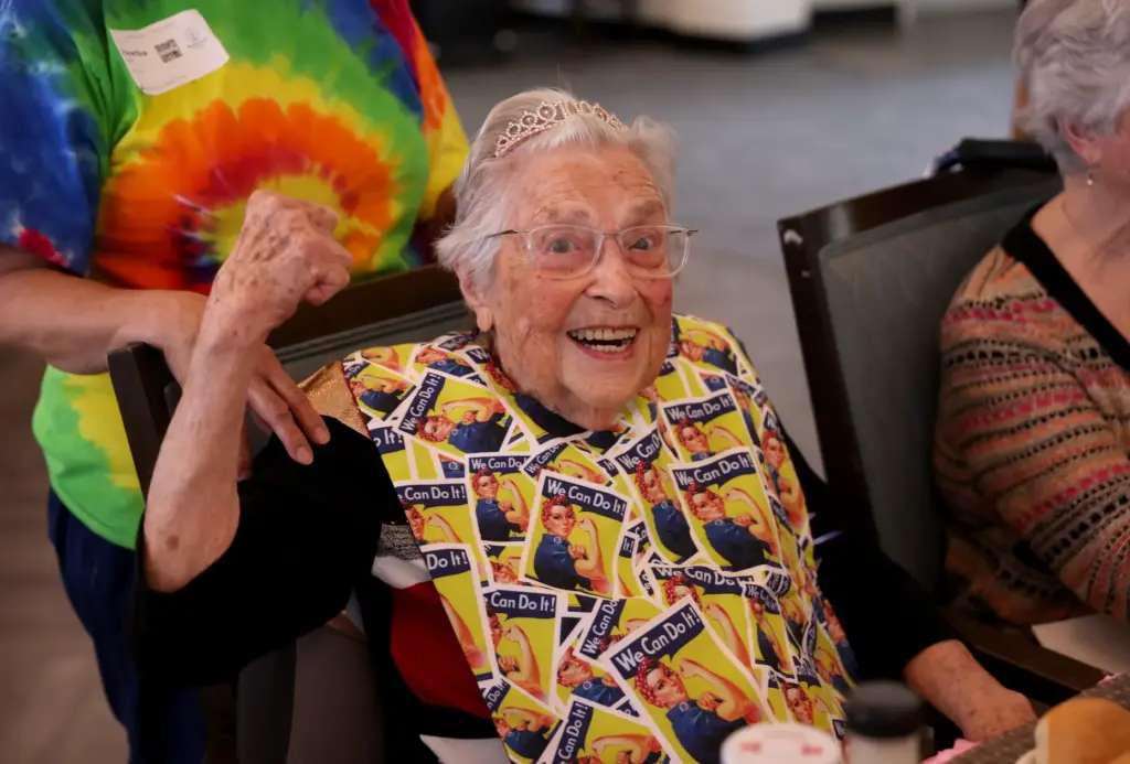 Rosie the Riveter Jeanne Gibson celebrates her 100th birthday with...