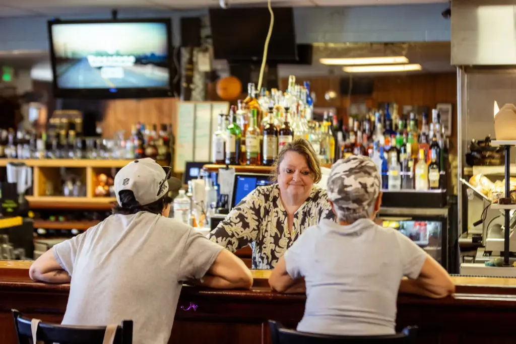 Leslie “Jo” Crane, owner and bartender at Rivertime Restaurant and...