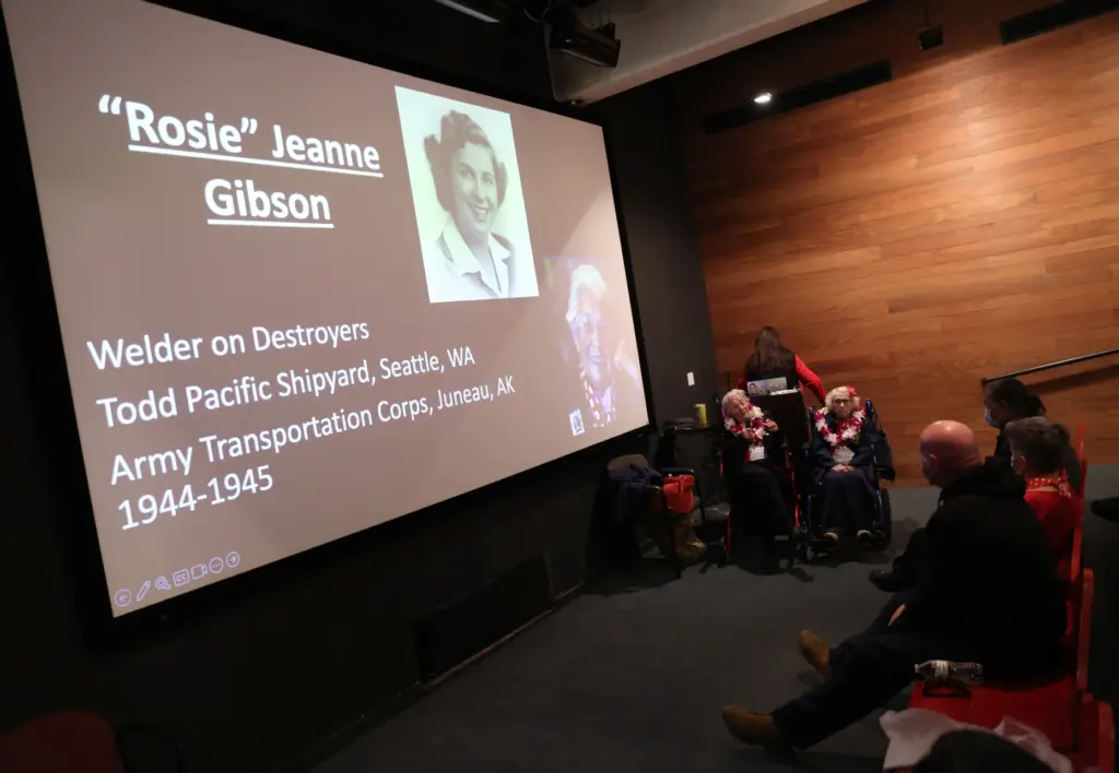 Rosie the Riveters Marian Sousa, 100, and Jeanne Gibson, 99,...