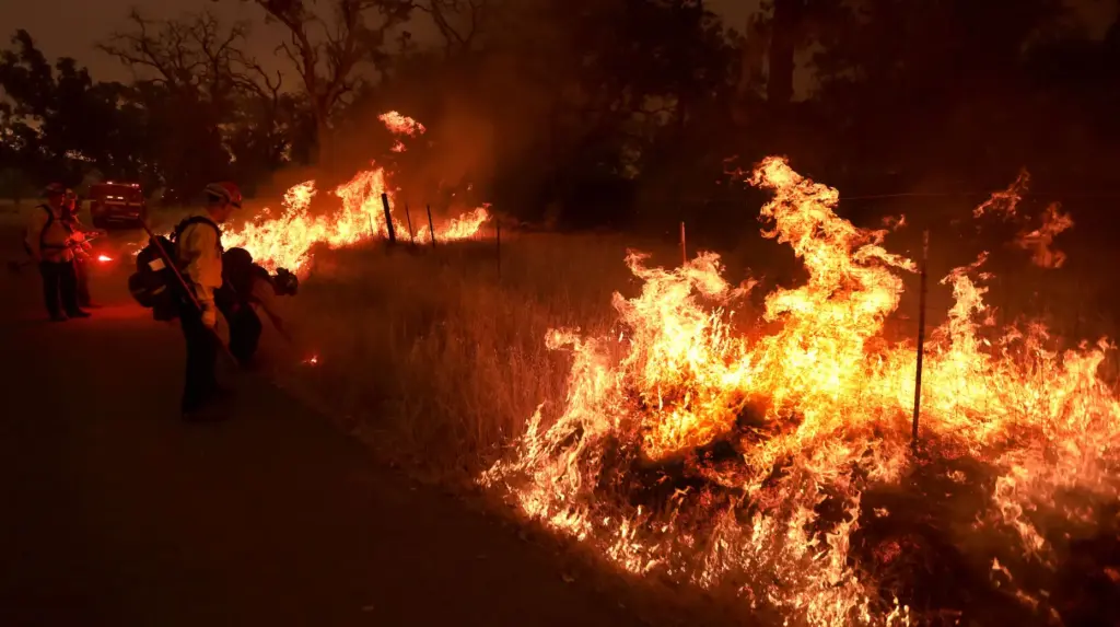 A backfire along Aetna Springs Road in Pope Valley is...