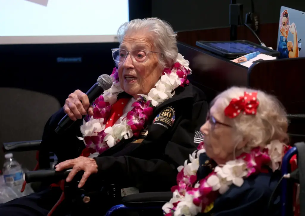 Rosie the Riveters Jeanne Gibson, 99, and Marian Sousa, 100,...
