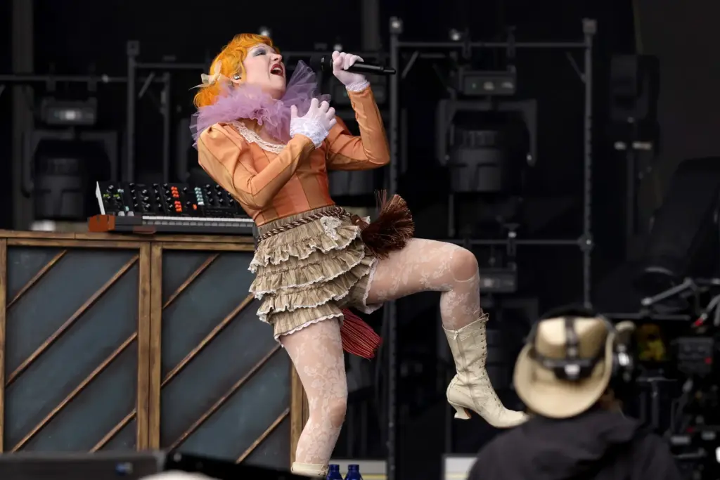 Haute & Freddy perform on the Lands End Stage during...