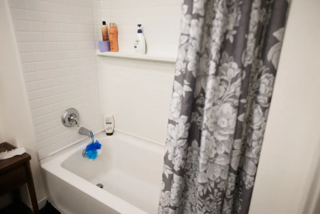 The bathroom inside resident Tyree McCary's apartment unit at The...