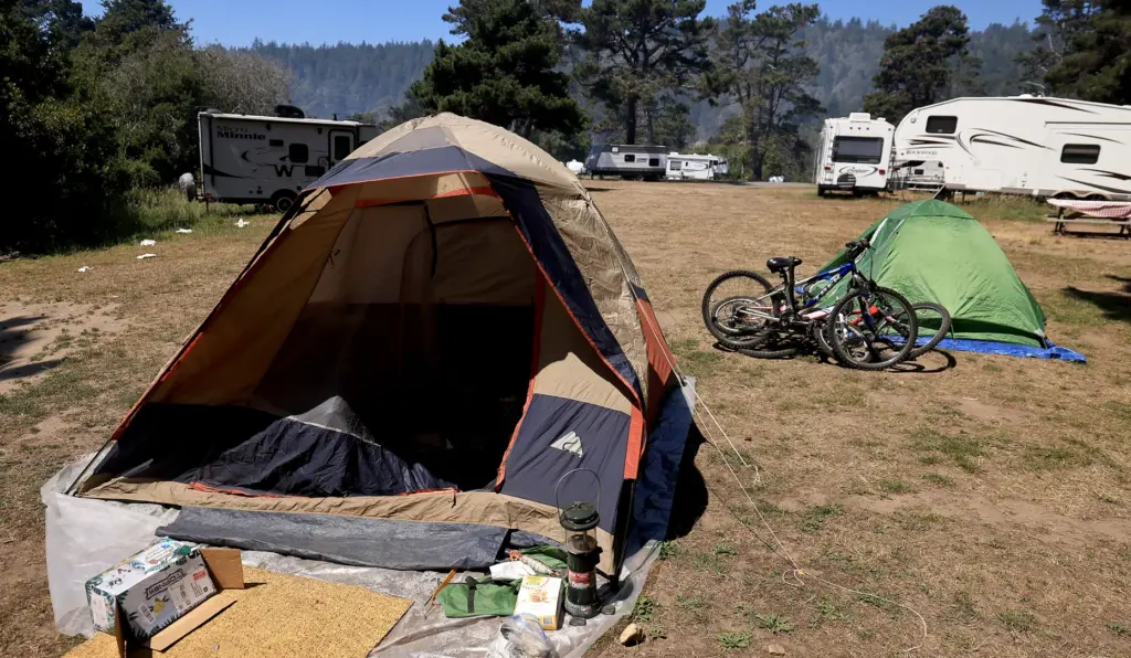 People were evacuated so quickly, many left their camping equipment...