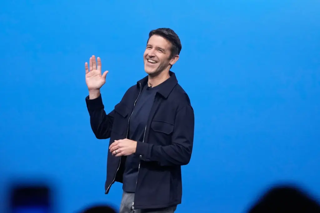 Apple CEO John Ternus speaks during an announcement of new...