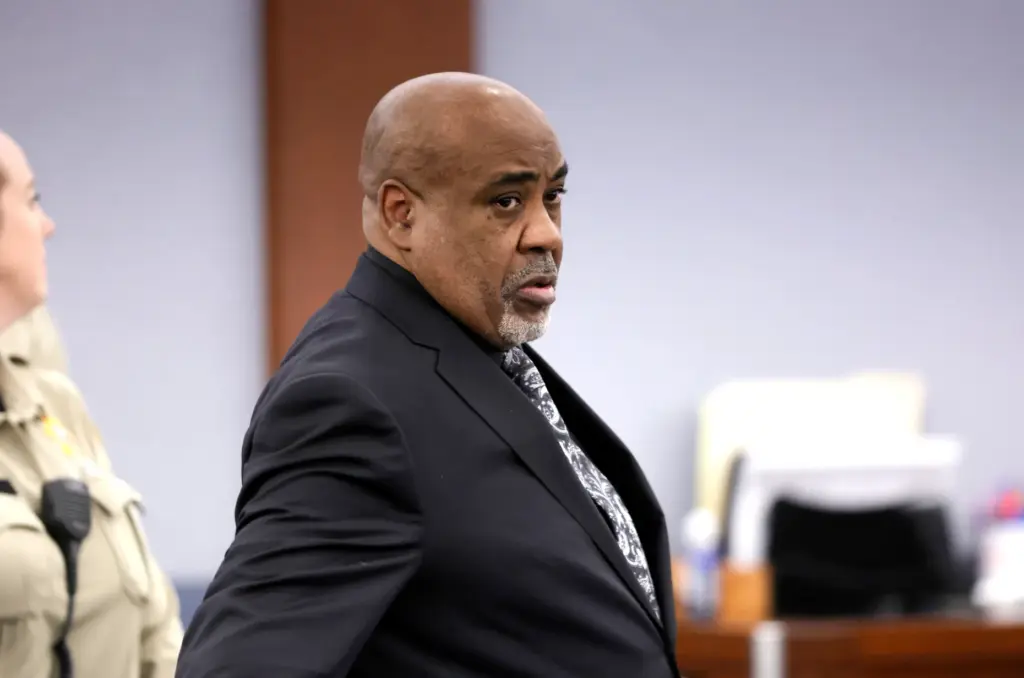 Duane Davis enters the courtroom before closing arguments in his...