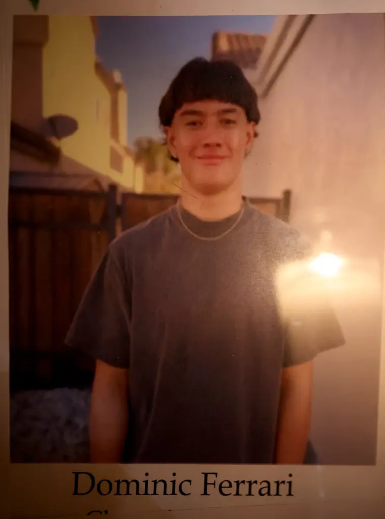 A photo of Dominic Ferrari, 17, during a vigil at...