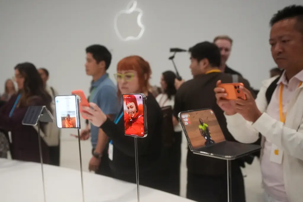 The iPhone Duo is displayed on Wednesday, Sept. 9, 2026,...