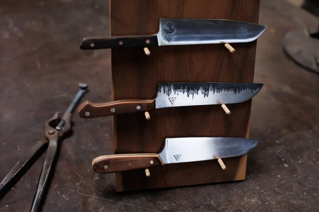 Santoku-style knives made by Dimitri Diakopoulos, an artist at the...