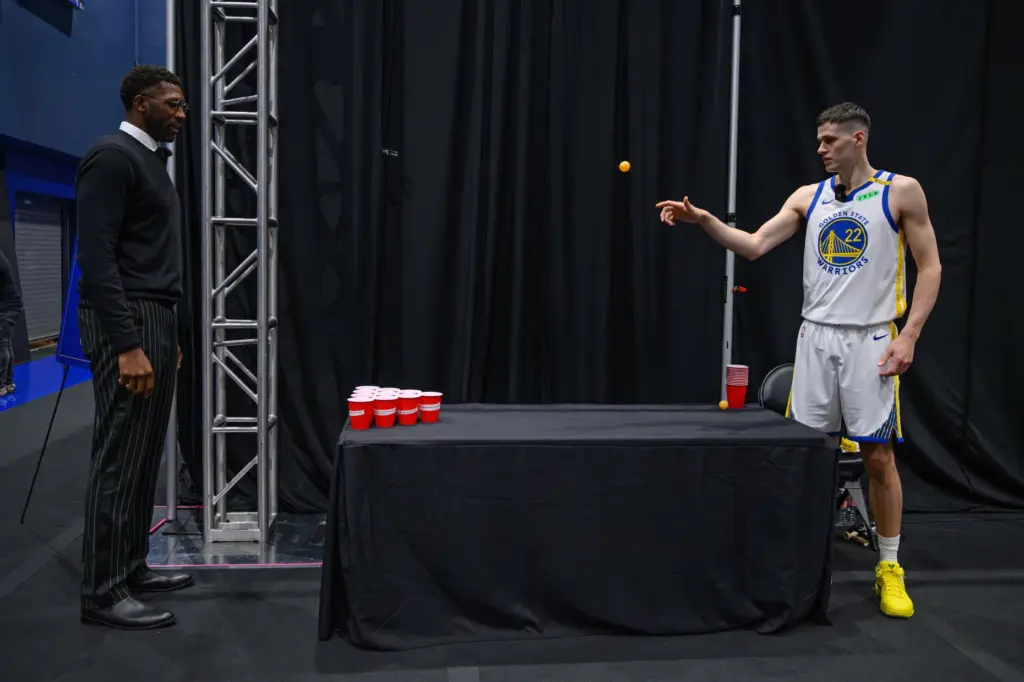 Golden State Warriorsâ Alex Toohey (22) plays a game with...
