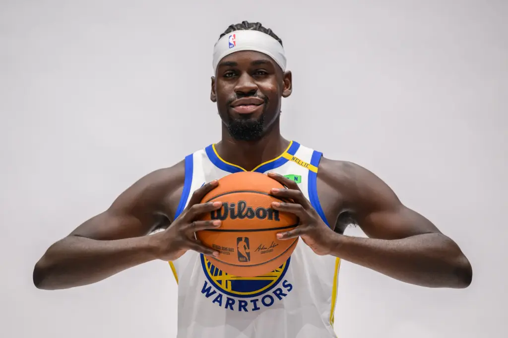Golden State Warriorsâ Graham Ike (45) is photographed during media...