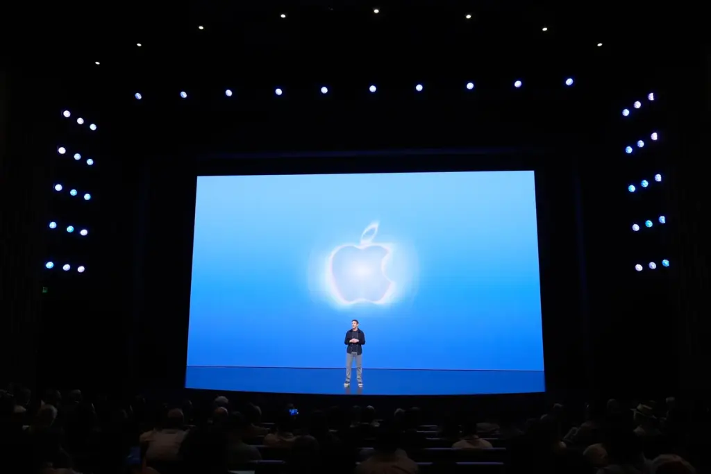 Apple CEO John Ternus speaks during an announcement of new...