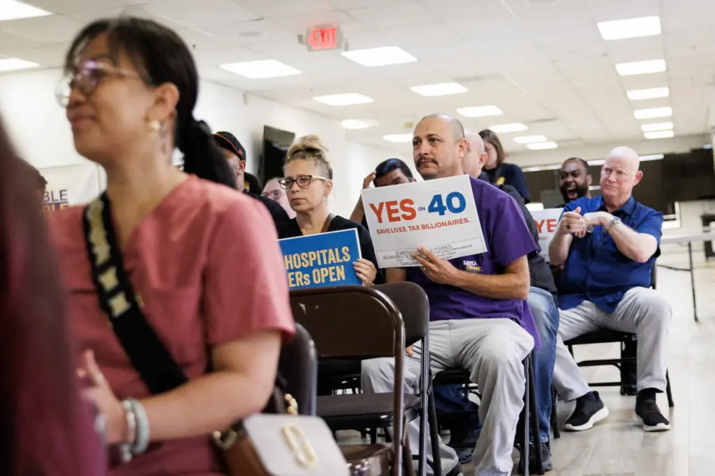 Attendees listen to U.S. Rep. Ro Khanna (D-Calif.) as he...