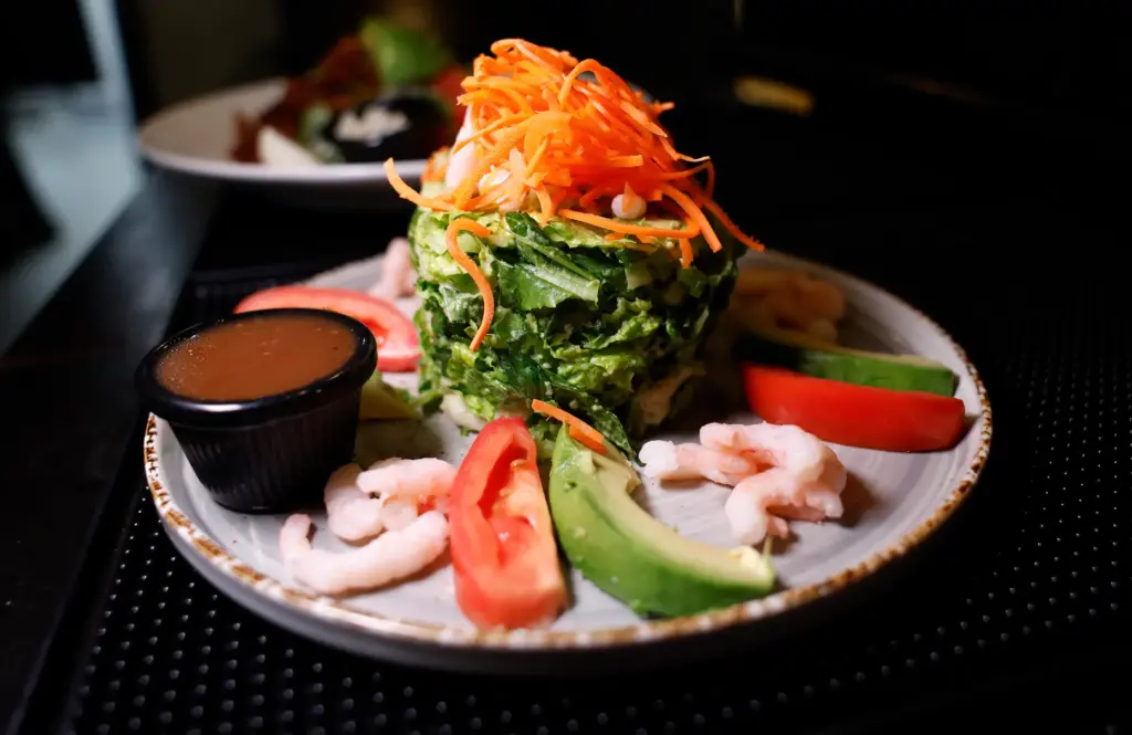 Avocado Bay Shrimp Salad, made with Romaine lettuce, bay shrimp,...